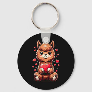 Alpaca Holding Heart Valentine's Day Cute Llama Va Key Ring