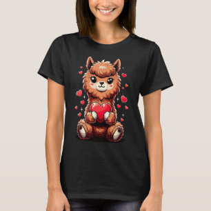 Alpaca Holding Heart Valentine's Day Cute Llama Va T-Shirt