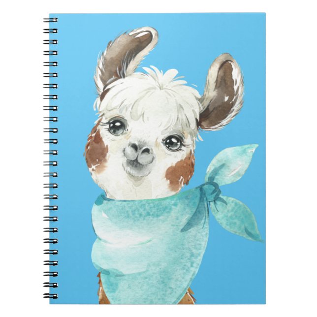 Alpaca in a Blue Bandanna Notebook (Front)