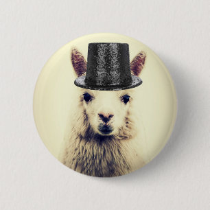 Alpaca in a Tophat 6 Cm Round Badge