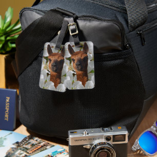 Alpaca In White Blossoms, Luggage Tag