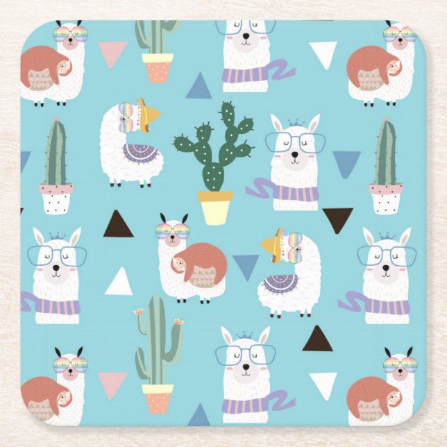 Alpaca/Llama Event Square Paper Coaster (Front)