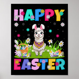 Alpaca Llama Happy Easter Egg Hunt Bunny Ear Alpac Poster