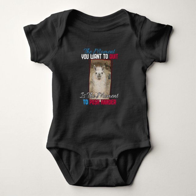 Alpaca Llama -  Push Harder Encouragement  Baby Bodysuit (Front)