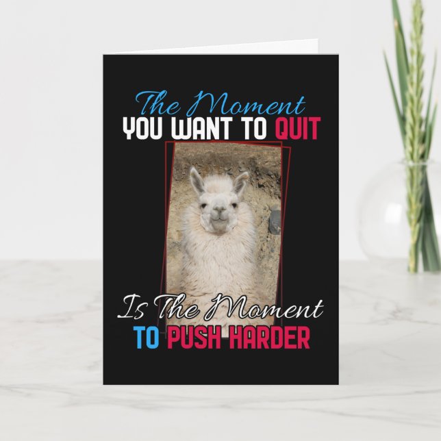 Alpaca Llama -  Push Harder Encouragement  Card (Front)