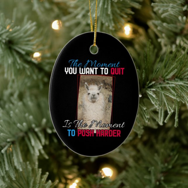 Alpaca Llama -  Push Harder Encouragement  Ceramic Tree Decoration (Tree)