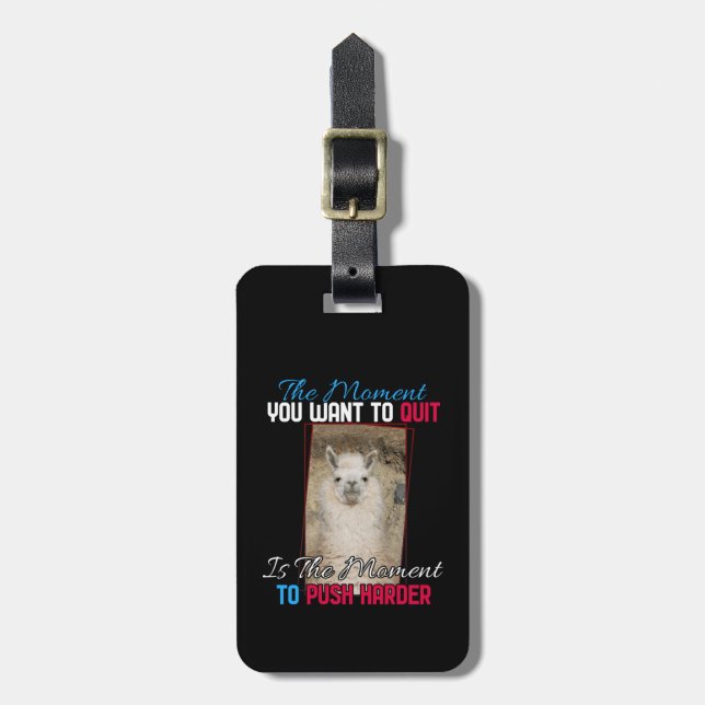 Alpaca Llama -  Push Harder Encouragement  Luggage Tag (Front Vertical)