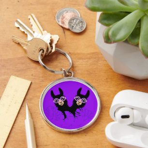 Alpaca llama Twins Birthday Key Ring