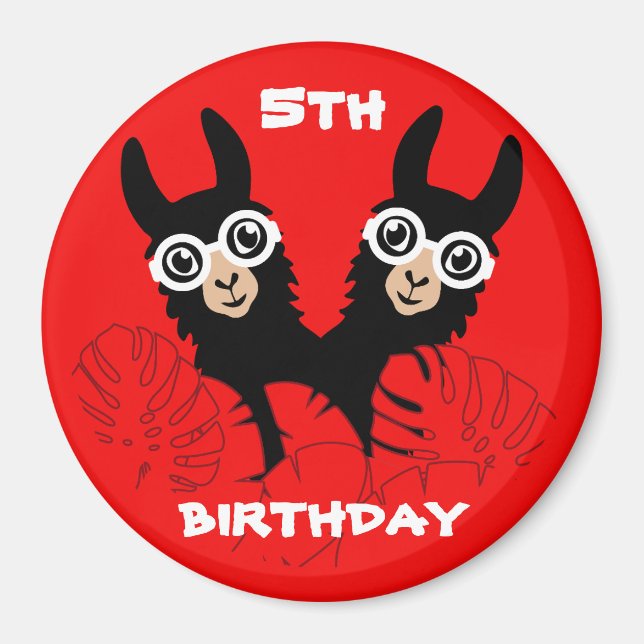 Alpaca llama Twins Birthday Magnet (Front)