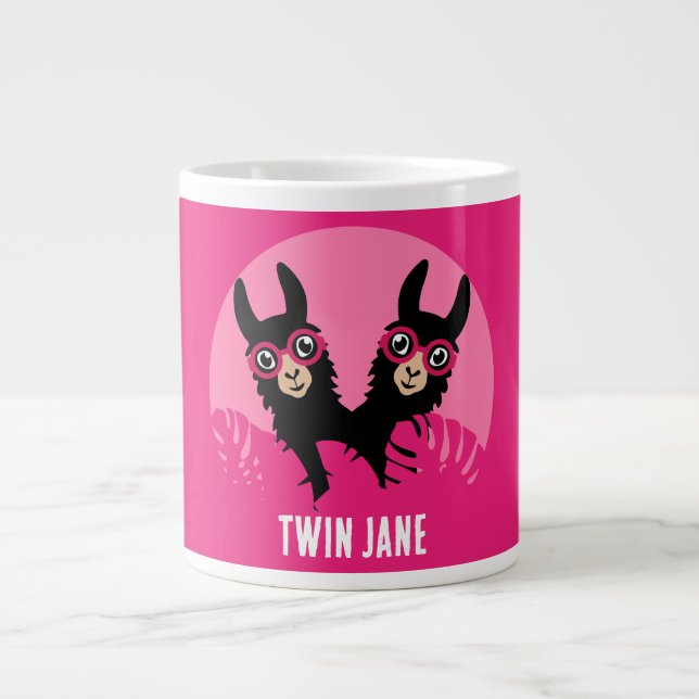 Alpaca llama Twins Large Coffee Mug (Front)