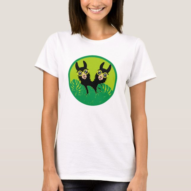 Alpaca llama Twins T-Shirt (Front)