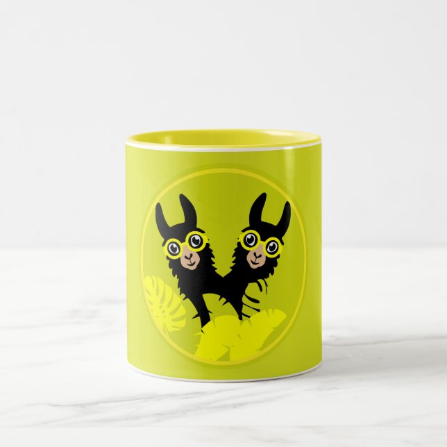 Alpaca llama Twins Two-Tone Coffee Mug (Center)