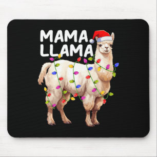 Alpaca Llama Xmas Lighting Santa Hat Mama Llama Ch Mouse Pad