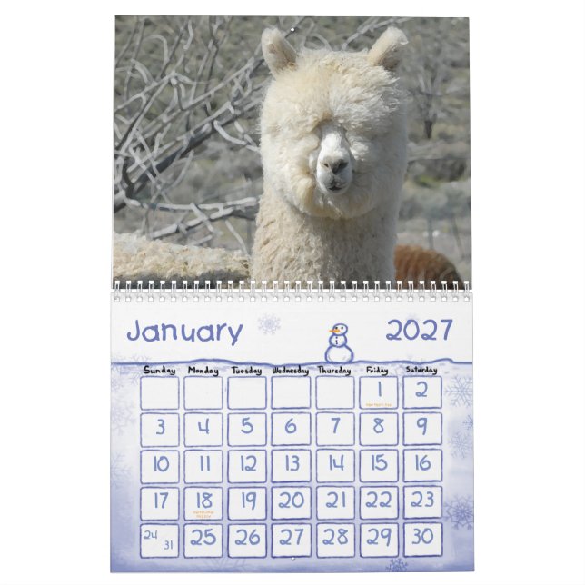 ALPACA LOVE 2011 CALENDER CALENDAR (Jan 2027)