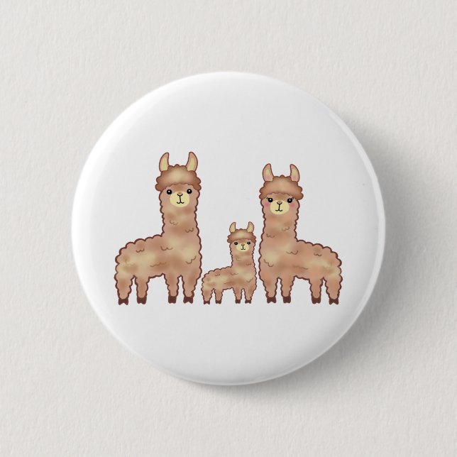 Alpaca love funny animal cartoon art 6 cm round badge (Front)