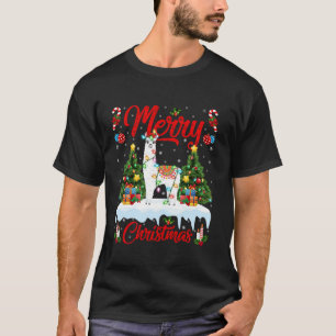 Alpaca Merry Christmas Tree Lighting Santa Alpaca  T-Shirt