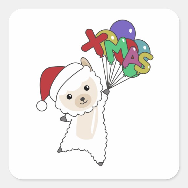 Alpaca Merry Christmas Winter Animals Alpacas Square Sticker (Front)