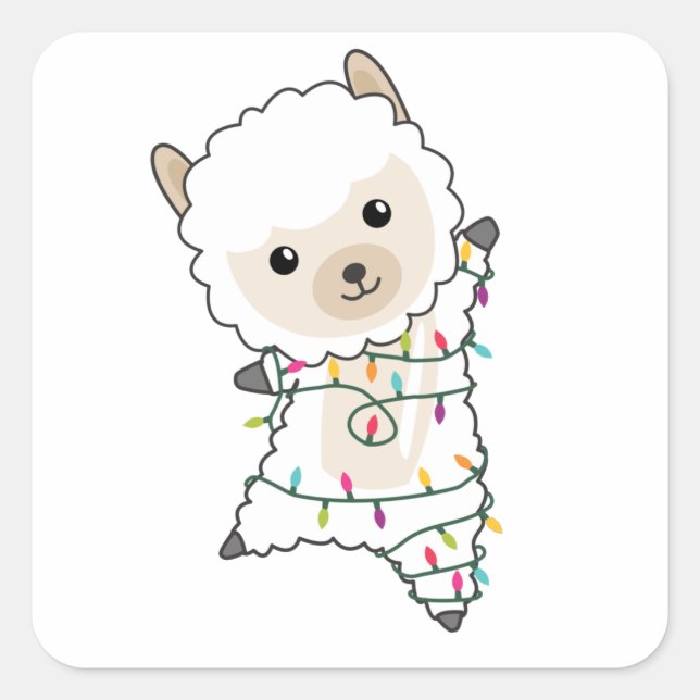 Alpaca Merry Christmas Winter Animals Alpacas Square Sticker (Front)