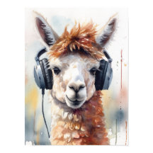 Alpaca Music Factory Headphones Poster