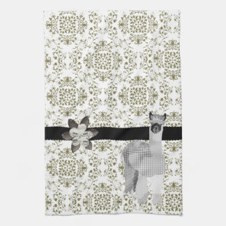 Alpaca Olive Damask MoJo Kitchen To Tea Towel
