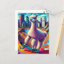 Alpaca on a Skateboard