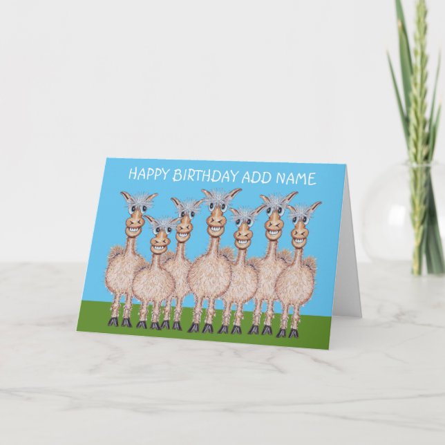 Alpaca or Llama smiling family Card (Front)
