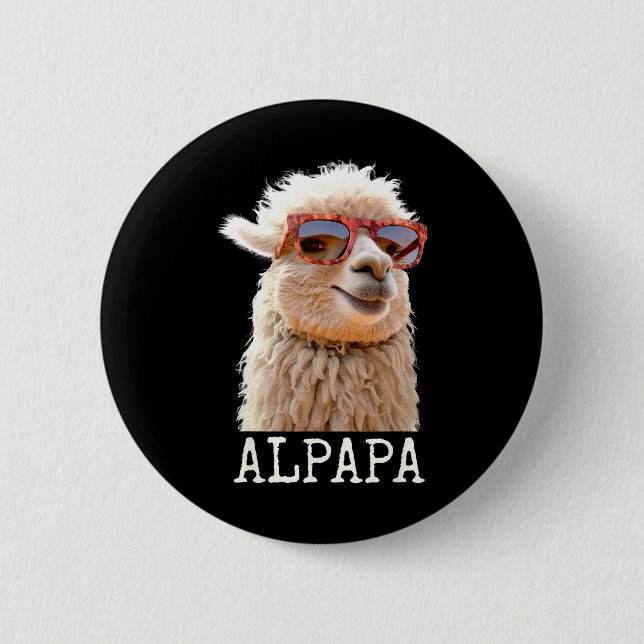 Alpaca Papa Alpapa Lama Daddy Cute Alpaca Dad Fath 6 Cm Round Badge (Front)