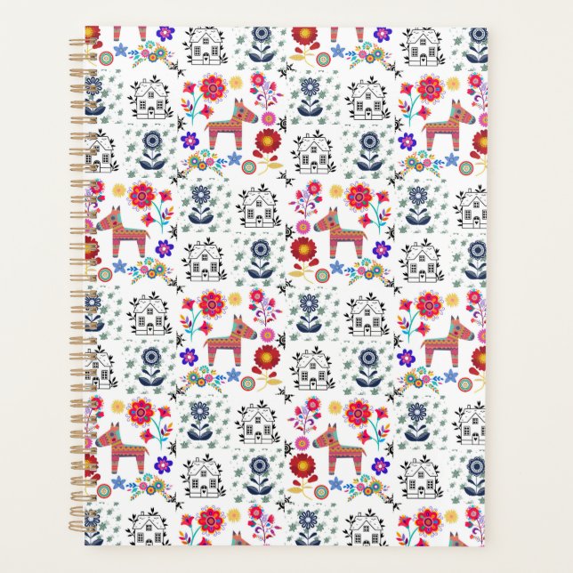 Alpaca Pinata With Blue House and Flowers Planner (Front)