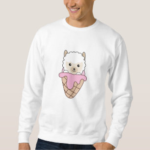 Alpaca Pink Ice Cream Waffle Cute Animals Alpacas Sweatshirt