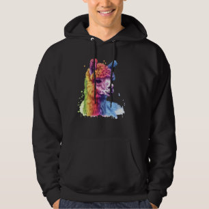 Alpaca Rainbow Colourful Vibrant Animal Art Hoodie