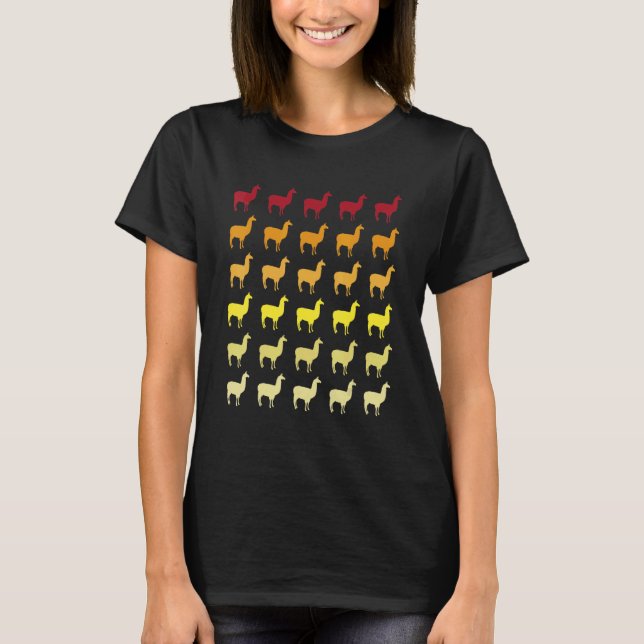 Alpaca Retro Animal Pattern T-Shirt (Front)