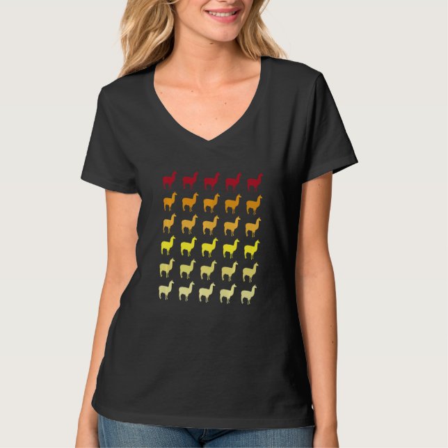 Alpaca Retro Animal Pattern   T-Shirt (Front)