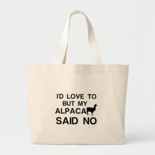 ALPACA SAID NO LARGE TOTE BAG