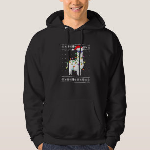 Alpaca Santa Lights Christmas  Ugly Christmas Swea Hoodie