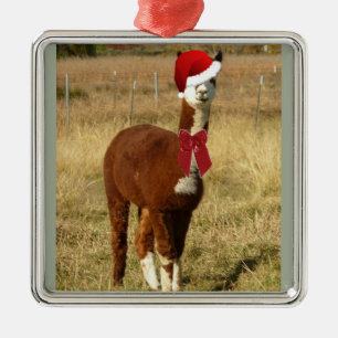 Alpaca Santa Metal Tree Decoration