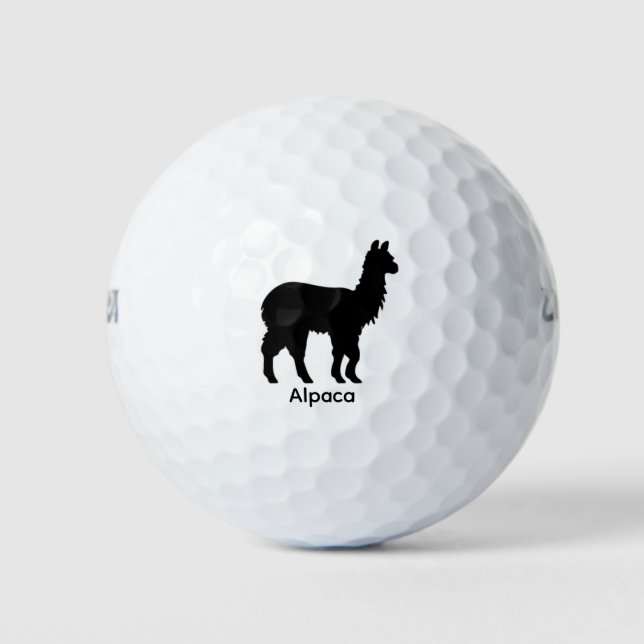 Alpaca Silhouette - Black Animal Golf Balls (Front)