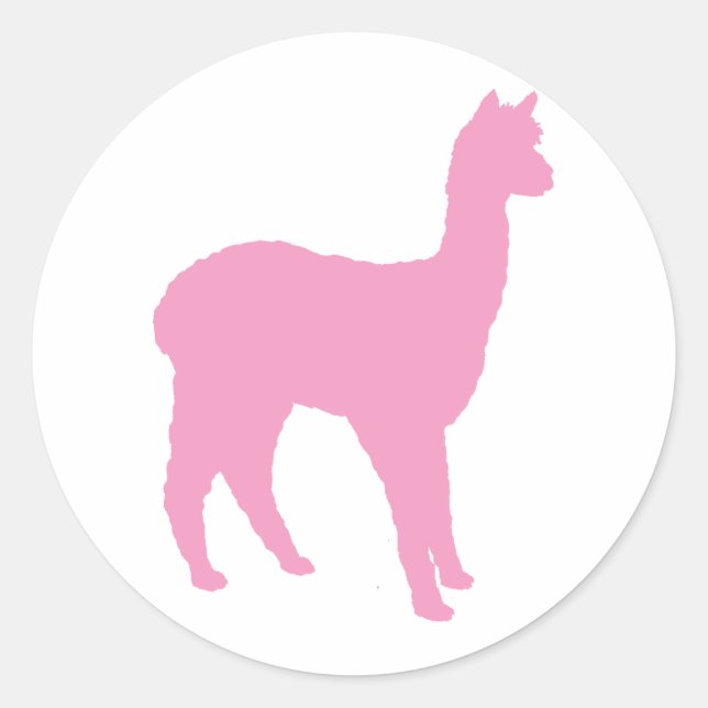 Alpaca Silhouette (in pink) Classic Round Sticker (Front)