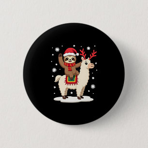 Alpaca Sloth Christmas (1) 6 Cm Round Badge