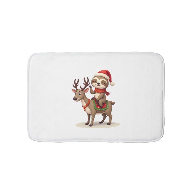 Alpaca Sloth Christmas (1) Bath Mat (Front)