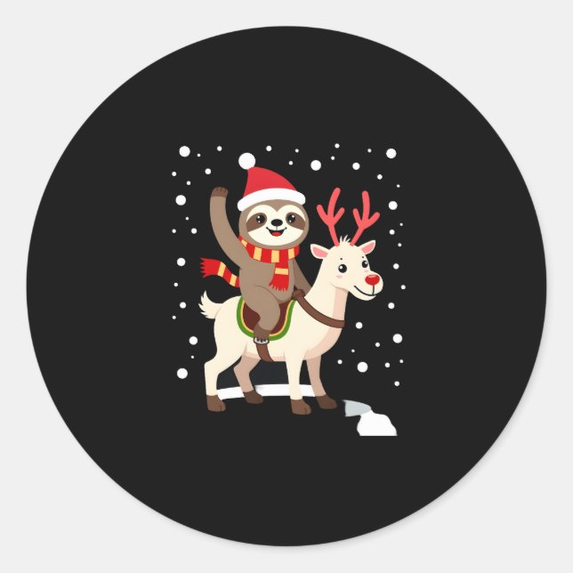 Alpaca Sloth Christmas (1) Classic Round Sticker (Front)