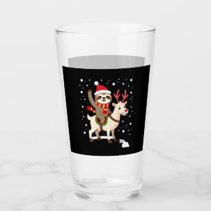 Alpaca Sloth Christmas (1) Glass