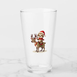 Alpaca Sloth Christmas (1) Glass