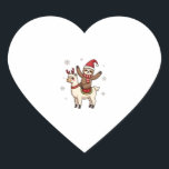 Alpaca Sloth Christmas (1) Heart Sticker<br><div class="desc">Alpaca Sloth Christmas (1)</div>