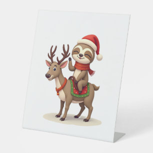 Alpaca Sloth Christmas (1) Pedestal Sign