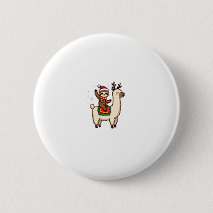 Alpaca Sloth Christmas (2) 6 Cm Round Badge