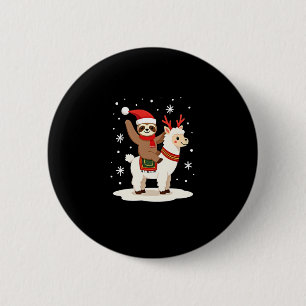 Alpaca Sloth Christmas (2) 6 Cm Round Badge