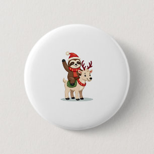 Alpaca Sloth Christmas (2) 6 Cm Round Badge