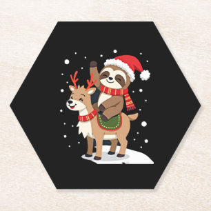 Alpaca Sloth Christmas (2) Paper Coaster
