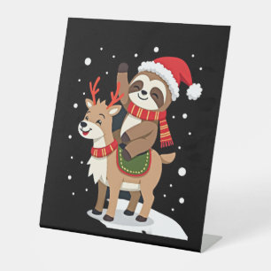 Alpaca Sloth Christmas (2) Pedestal Sign