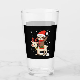 Alpaca Sloth Christmas (3) Glass